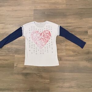 The Classic White and Blue Sweaters with Heart Design